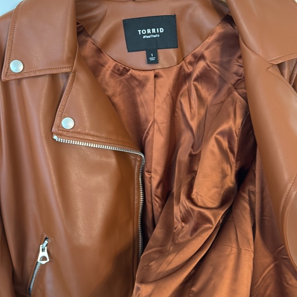 TORRID Brown Faux Leather Moto Jacket Size 1 - Picture 5 of 9